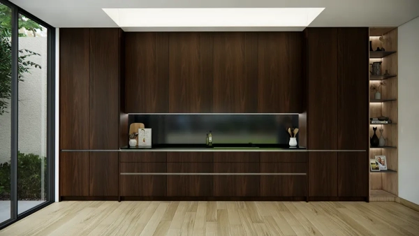 Cocina Lineal Colores Obscuros